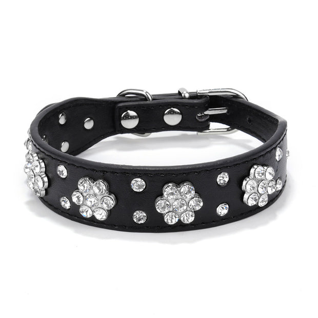 Pet Collar Rhinestone Plum Dog Collar