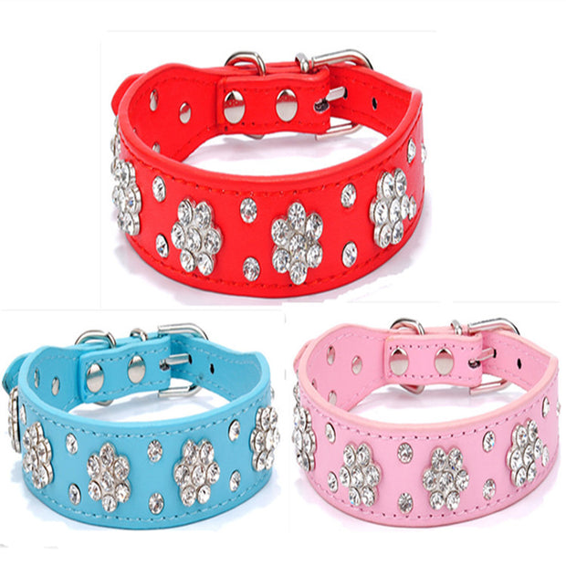 Pet Collar Rhinestone Plum Dog Collar