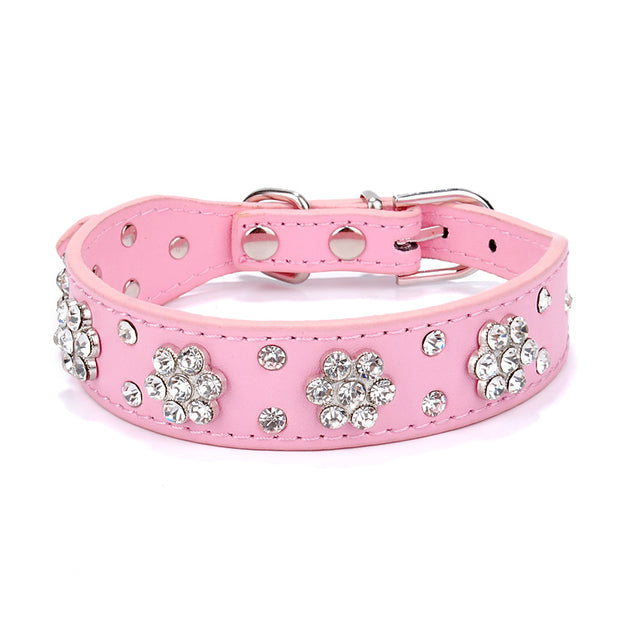 Pet Collar Rhinestone Plum Dog Collar