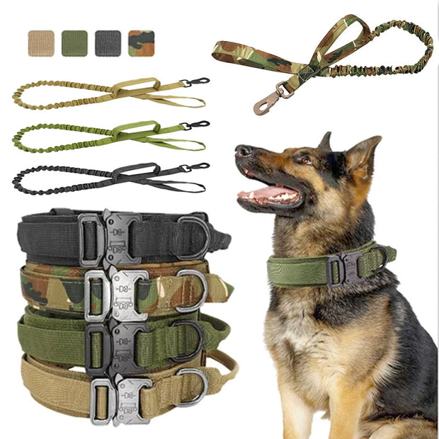 Leash Set Adjustable Military Nylon Dog Collar